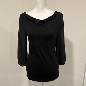 Ann Taylor Black Cowl Neck Top Size XS
